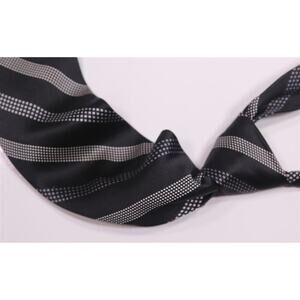 Vitaliano Pancaldi Italy Black Gray Striped Silk Handmade Necktie Italy